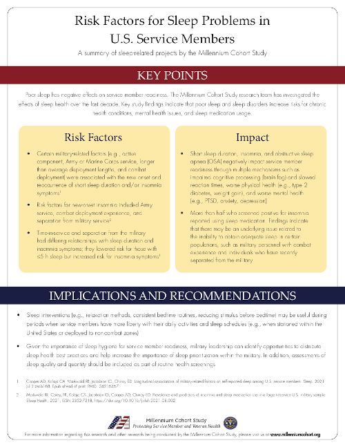 Risk Factors for Sleep Problems in U.S. Service Members